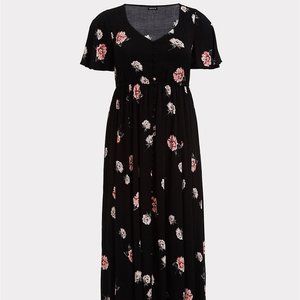 Black Floral Challis Maxi Dress Torrid